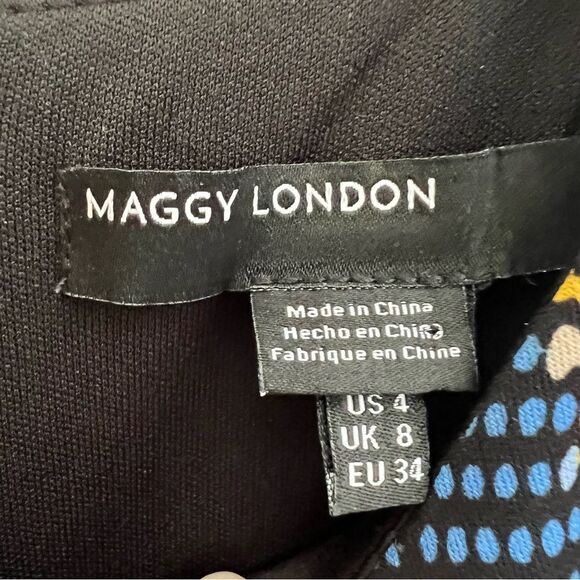 Maggy London medallion cap sleeve keyhole Colorful jewel tones sheath dress Sz 4 - Picture 2 of 14